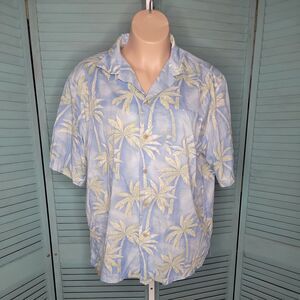 Edwards Button Up Unisex Shirt ~ Sz XL ~ Blue & Green ~ Short Sleeve
